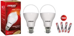 Eveready 14w (Pack of 2) LED Bulb with 4 Free Eveready Ultima AAA Alkaline Battery Rs 499 at Snapdeal