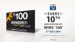 Win Rs. 100 Amazon Gift Card on Every 10th Sign-in on Amazon App