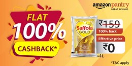 100% cashback on Saffola Gold, Pro Healthy Lifestyle Edible Oil, Pouch, 1 L