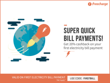 Get 20 % Cashback on TATA POWER DDL Bills for Rs. 400 at Freecharge