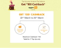 Top up your Amazon pay balance and Get Rs 100 Cashback [First top up only]