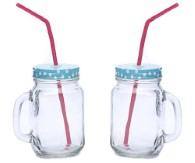 Mason Jar with Straw 700ml (Set of 2)