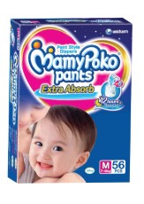 Mamy Poko Medium Size Baby Diapers (56 count) at Amazon