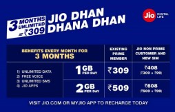 Jio Dhan Dhana Dhan Offer Get Unlimited 4G Data For 3 Months in Rs 309 Only