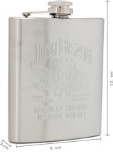Jim Beam Plain Silver Steel Hip Flask  (207 ml)