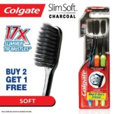 Colgate Toothbrush-Slim Soft Charcoal-Soft Bristles (Saver Pack)