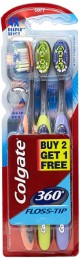 Colgate Toothbrush-360 Degree Flosstip - Buy 2 Get 1 Free (Medium-Saver)