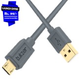 Tukzer Micro USB Cable Gold Plated - High Speed, Quick Charge 2.4 Amp & Data Sync (1.2M/ 4Ft- Gray)
