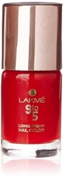Lakme 9 to 5 Long Wear Nail Color, Red Boss, 9 ml