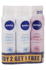 Nivea Fresh Natural Deodrant Pearl and Beauty Deodrant, 150ml  (Buy 2 Get 1 Free)