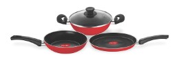 Pigeon Carlo Induction Base Aluminium Cookware Gift Set 3 Pieces  Red