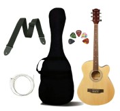Bronz BL03C-NTG Cutaway Acoustic Guitar, Glossy Natural, with Gig Bag, Strap, Strings and Picks