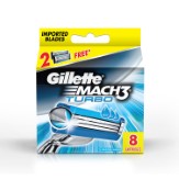 Gillette Mach 3 Turbo Manual Shaving Razor Blades - 8s Pack Cartridge
