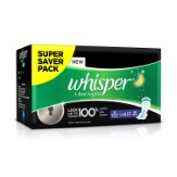 Whisper Ultra Overnight Sanitary Pads XL wings at Amazon