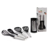 Basil 5 piece Ladle Set with Stand and Grater