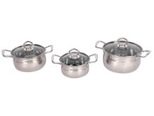 Wellberg 3 Pcs Stainless Steel Cook-n-Serve Pot with Lid 