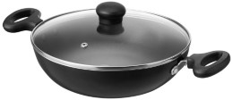 Solimo Non-Stick Kadai with Glass Lid, 24cm (Induction & Gas compatible)