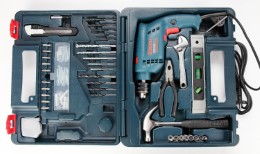 Bosch GSB 500W 10 RE Professional Corded-Electric Drill Tool Kit, MS & Plastic (Blue, Set of 100 Tools), 1 - 10 mm Chuck Capacity