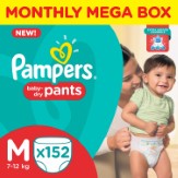 Pampers Medium Size Diaper Pants (38 Count * 4), Monthly Box Pack