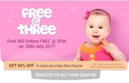 Firstcry Free at 3 First 500 order free upto Rs 1500 or Get 60% off on Baby & Kids Products