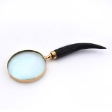 Little India Real Brass Magnifying Glass with Wooden Handle (326, Gold)