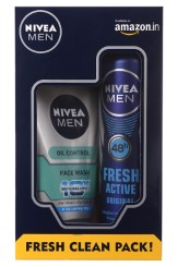Nivea Men Fresh Active Original Deodorant Spray, 150ml with All in One Face Wash, 100ml