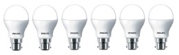 Philips Base B22 9-Watt LED Bulb (Pack of 6, Cool Day Light)
