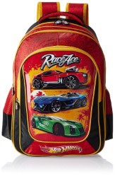 Hot Wheels Polyester 18 Inch Black and Red Children's Backpack (Age group :8-12 yrs)
