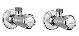 Hindware F100043QT Contessa Angular Stop Cock with Wall Flange (Chrome, Pack of 2)