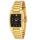 Imperial Club Men's All Time Favourite Gold Plated Rectangular Black Dial Analog Watch