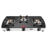 Pigeon Blackline Oval Stainless Steel Glass Top 3 Burner Gas Stove