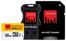 Strontium NITRO 466X 32GB MicroSDHC UHS-1 Memory Card with Adapter and Card Reader