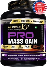 MuscleXP PRO Mass Gainer With Whey Protein, Whey Isolate, 24 MultiVitamins & Digestive Enzymes - 2Kg (4.4 lbs), Double Chocolate