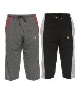 Vimal Multicolor Cotton Blended Capri For Men (Pack Of 2)