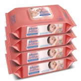 Johnson's Baby Skincare Wipes Pack of 4, 80 Sheets per Pack