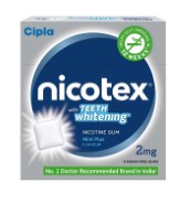 Cipla Nicotex Nicotine Teeth Whitening Gum - 2 mg (9x10 Pieces, Mint) 