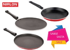 NIRLON  Non-Stick Aluminium Cookware Set  3-Pieces  Red 2.6mm