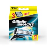 Gillette Mach 3 Manual  Shaving Razor Blades Cartridge Pack of 12