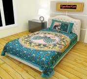 Vishnucreation 220 TC Cotton 2-Piece Single Bedsheet with 1 Pillow Covers