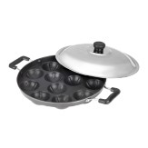 BMS Lifestyle Non-Stick 12 Cavity Appam Patra Side Handle with lid