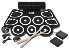 RockJam RJ760MD Electronic Roll Up MIDI Drum Kit with Built-in Speakers, Black