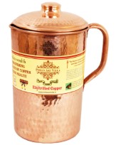 IndianArtVilla New Improved Hammered Copper Jug Pitcher, Drinkware & Serveware (1700 ml)