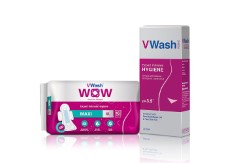 Vwash Wow Maxi Sanitary Napkin - 16 Pieces (Extra Large) with Liquid Wash - 200 ml