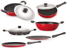 Nirlon Non-Stick Aluminium Cookware Set, 6-Pieces, Red (FT12CTFP12KD13DKDAP_3)