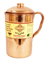 IndianArtVilla Plain Pure Copper Jug Pitcher, For Drinking water, Health Benefits, 1.6 Liters