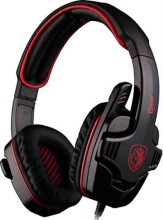 Sades SA708 Wired Headset with Mic  (Red and Black, On the Ear)