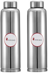 Solimo Regal Stainless Steel Fridge Bottle, 900 ml, Set of 2