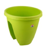 Malhotra Plastic Railing Pot Set (13-inch, Lemon Green, 2-Pieces)