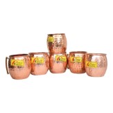 Frestol Copper Handmade Cups /Mugs Serveware Tableware  Capacity 450 ML  (Set of 6)