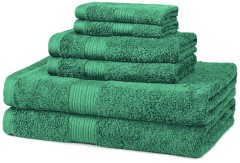AmazonBasics Fade-Resistant Cotton 6-Piece Towel Set, Teal